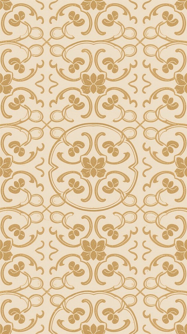 中式传统风格无缝纹样，以米色为底，深金色线条勾勒，整体采用对称式构图，由连续排列的缠枝莲纹与回纹组合而成，纹样线条流畅细腻，疏密有致，具有古典雅致的装饰美感，适合作为传统节日或中式主题设计的背景底纹。