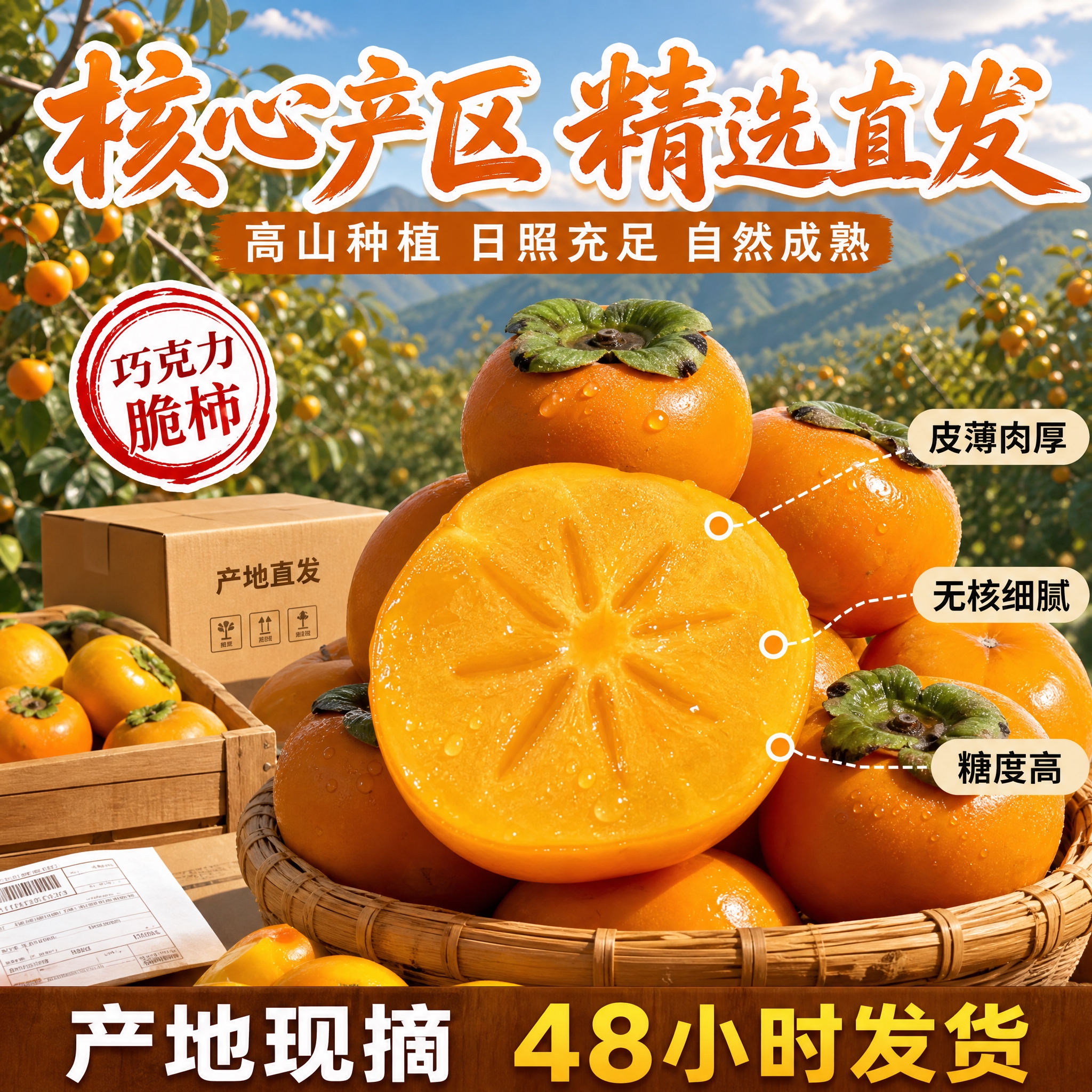 [主图-2] 核心亮点与产地溯源 巧克力脆柿精选产地直发主题。… - 图片创意预览