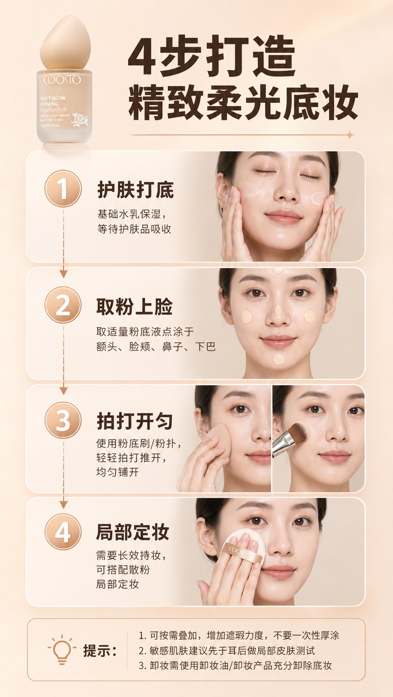 [商品] 使用【图1】COOSTO 光感柔润粉底液，保留磨砂玻… - 图片创意预览
