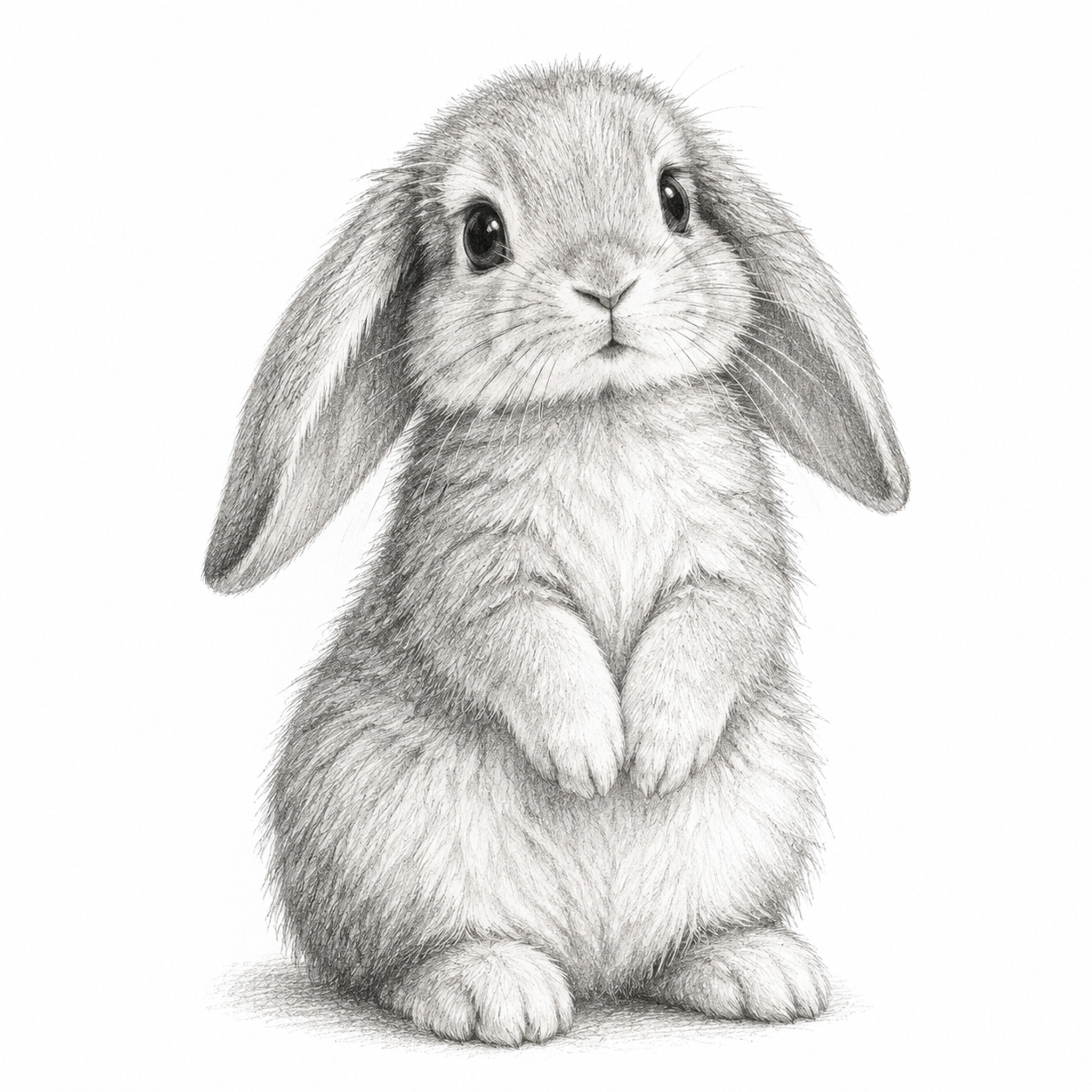 一只可爱的兔子素描画，铅笔手绘风格，细腻的线条勾勒出兔子的毛发… - 图片创意预览