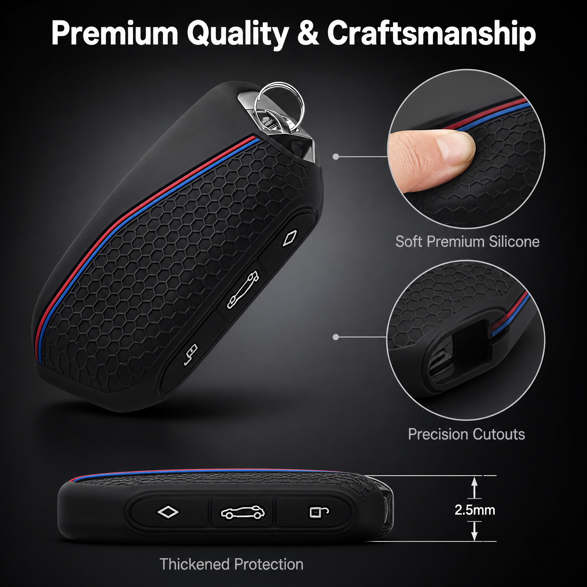 [主图-5] 2 Pack Silicone Key Fob… - 图片创意预览
