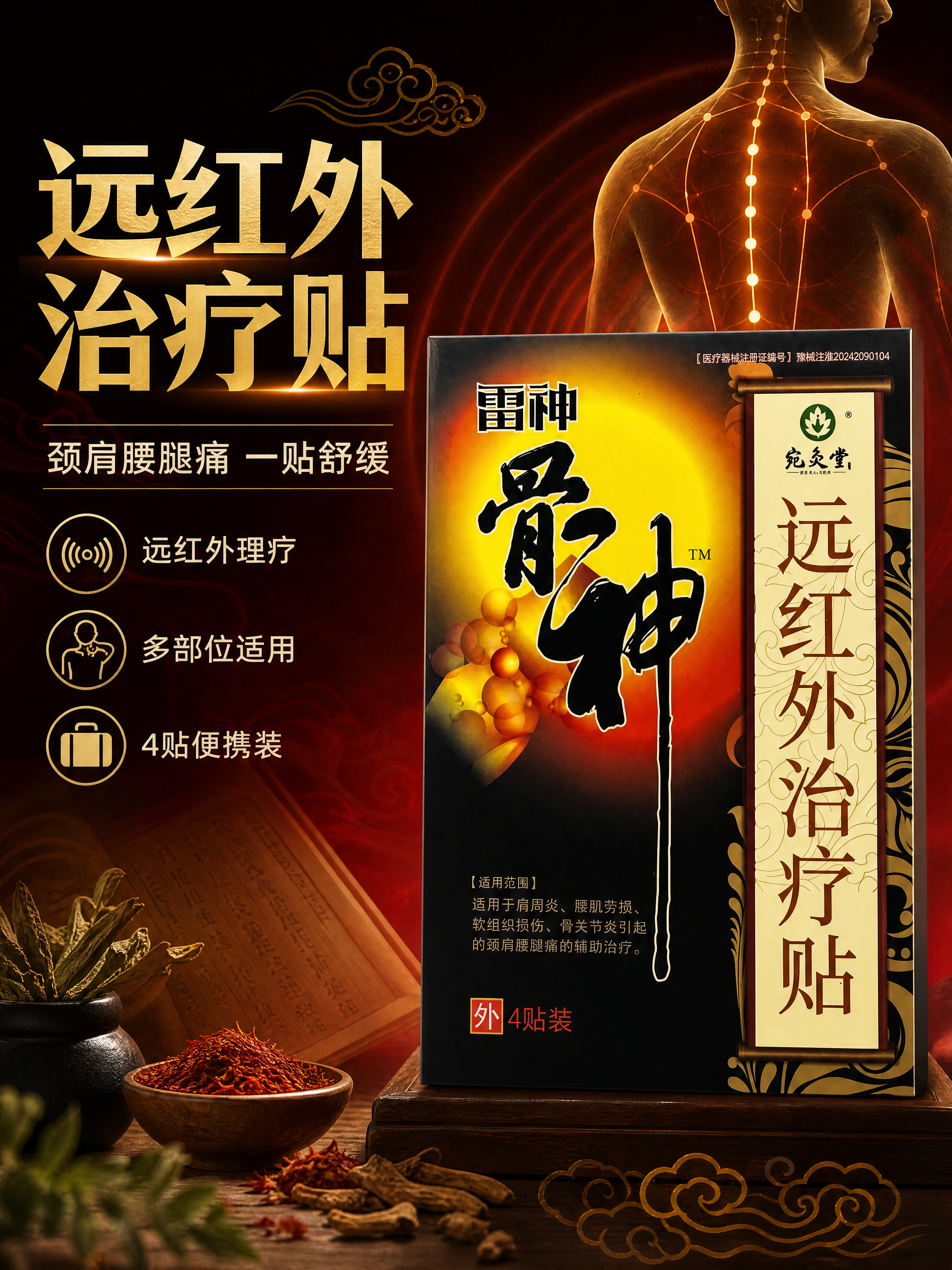 [商品] 使用【图1】宛灸堂雷神骨神远红外治疗贴包装盒；保留包… - 图片创意预览