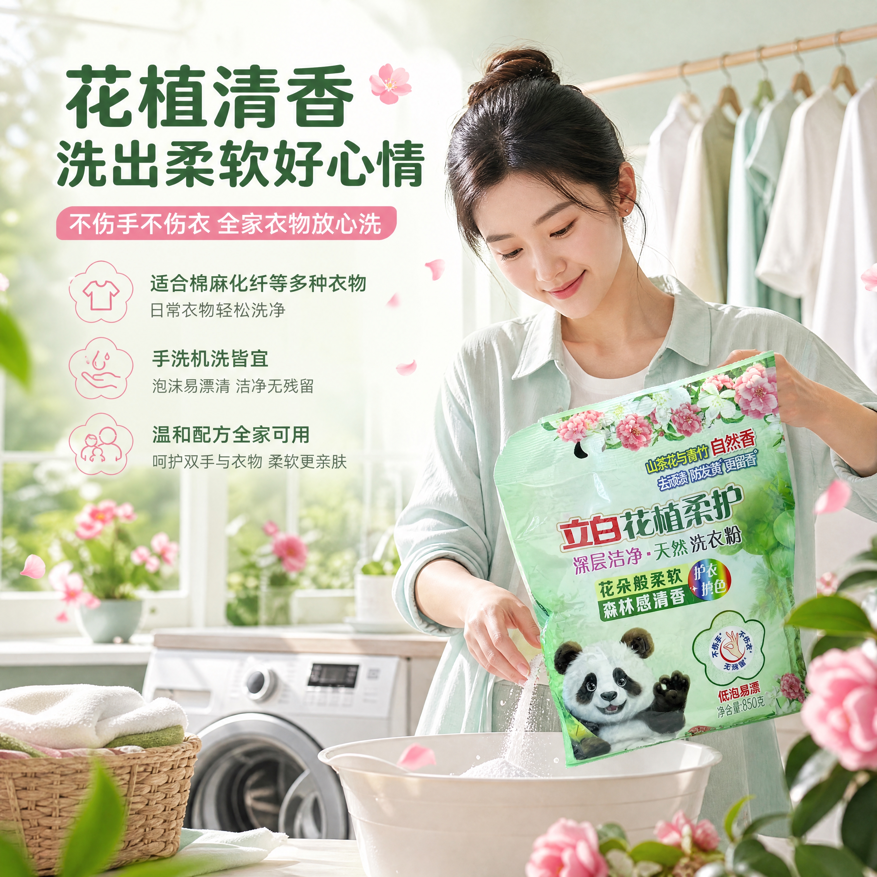 [商品] 使用【图1】立白花植柔护洗衣粉850g袋装；保留包装… - 图片创意预览