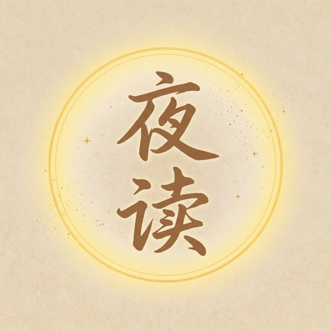 将圆形“夜读”Logo优化得更有设计感和温馨感，“夜读”二字改用暖柔的手写字体，圆形轮廓替换成暖黄色渐变光晕效果，添加微弱的星星点点光效，整体色调为暖棕米色系，营造温暖静谧的夜读氛围预览效果
