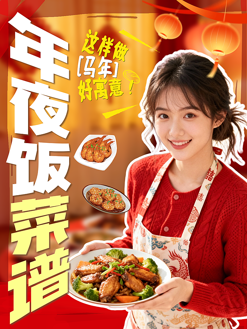 春节生活娱乐通用喜庆感小红书封面