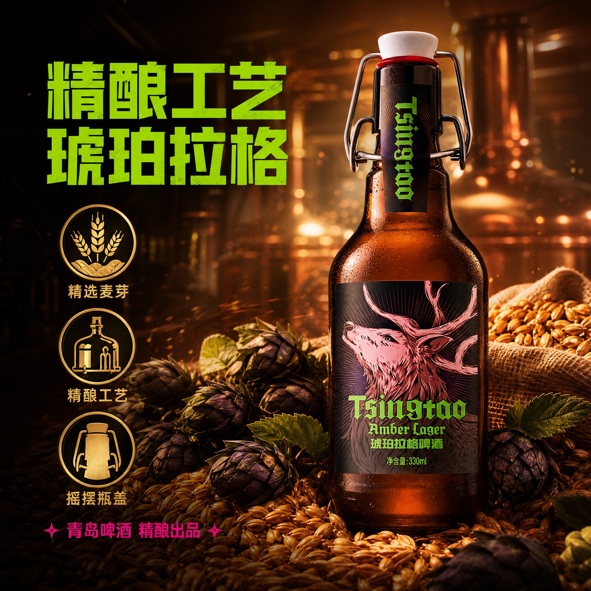 [主图-2] 核心亮点 琥珀拉格精酿工艺 品质信任图 [统一基… - 图片创意预览