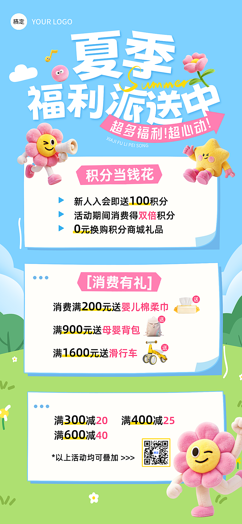 夏季商品零售商超百货促销3d手机海报