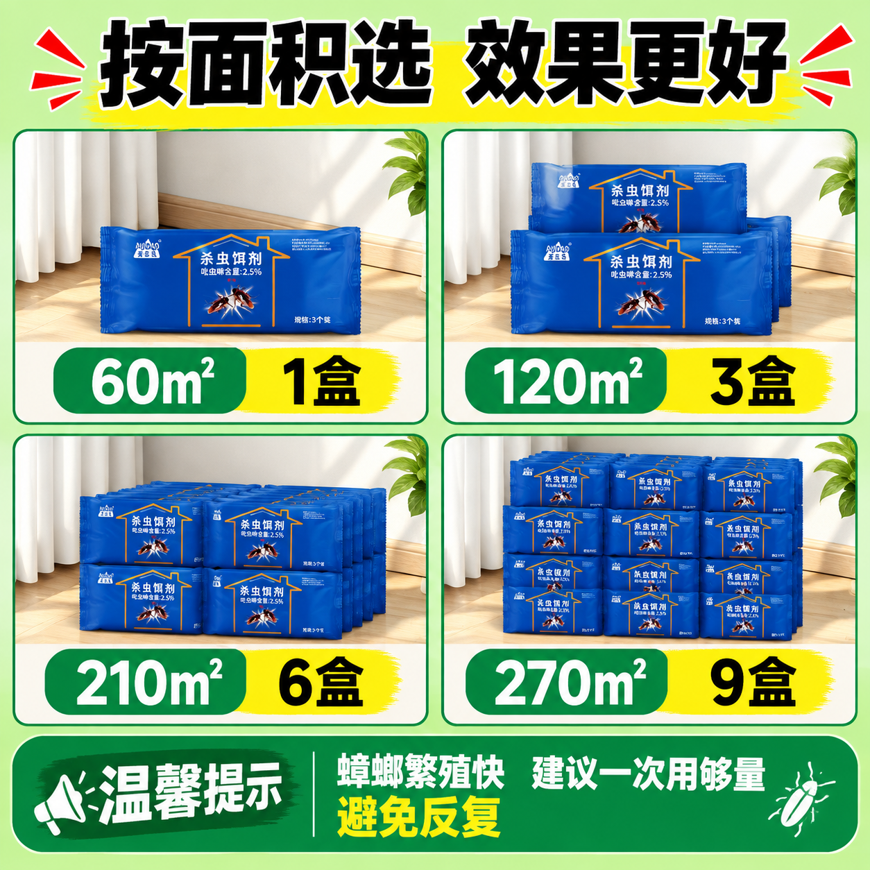 [主图5-规格用量] 爱吉岛杀蟑饵剂 建议用量参考 拼多多爆款… - 图片创意预览