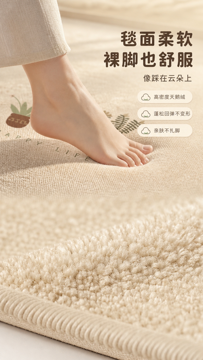 [商品] 使用【图1】米杏色底仙人掌图案天鹅绒飘窗垫；保留飘窗… - 图片创意预览