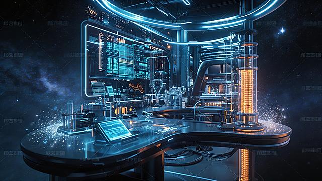 主题：“星尘实验室”的 cinematic 场景，一个虚拟的AI认知空间。一间漂浮在星空背景下的 “星尘实验室”，四周悬浮着可伸缩的虚拟屏幕，数据流如星尘般在实验室中流动、汇聚。氛围：融合了尖端科技与神奇感的氛围，平静、专注且略带神秘。电影感灯光，科幻，赛博朋克细节，数字艺术，二维平面，参考图片的风格。