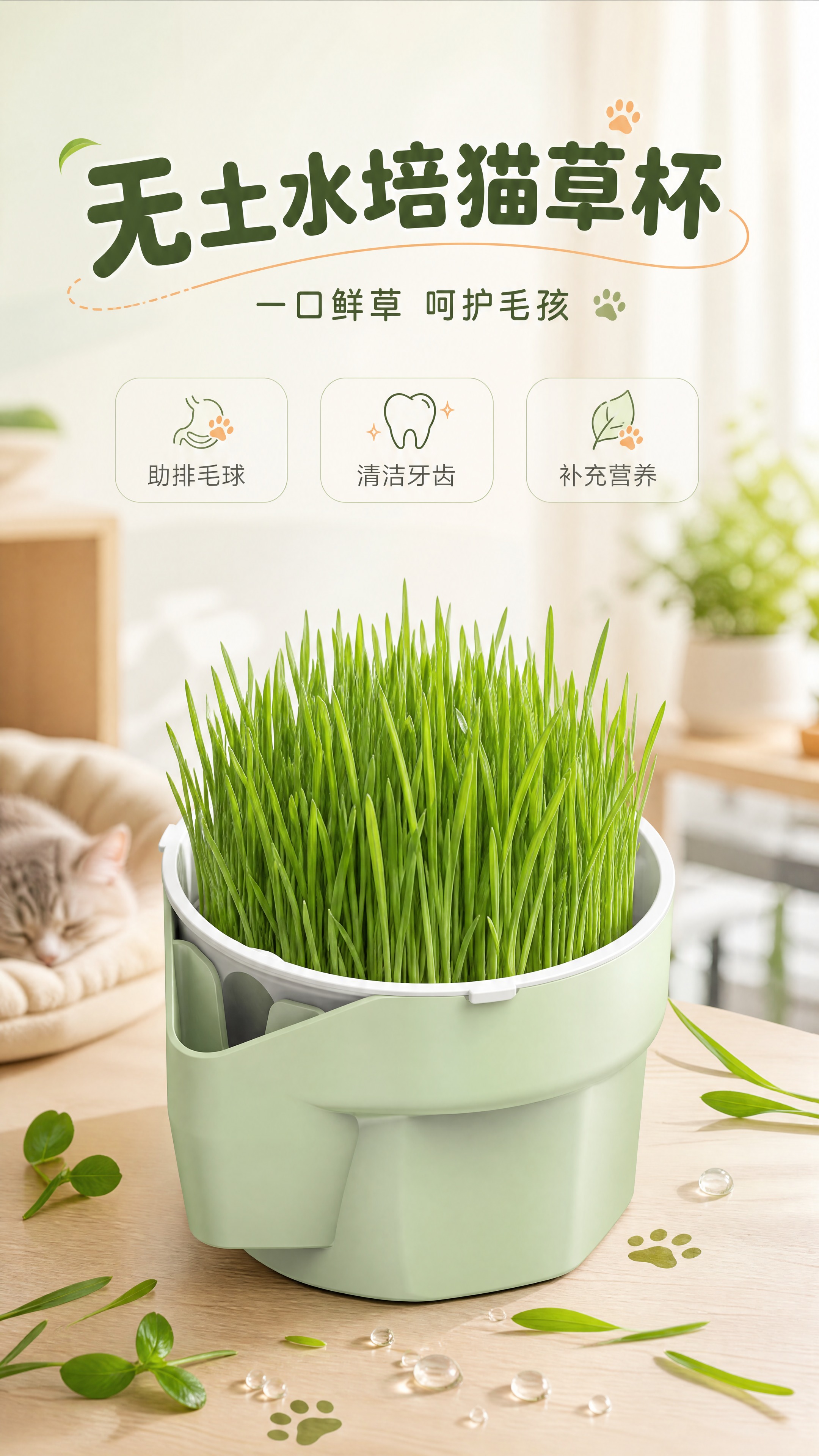 [商品] 使用【图1】无土猫草杯；保留薄荷绿色杯身、白色网格托… - 图片创意预览