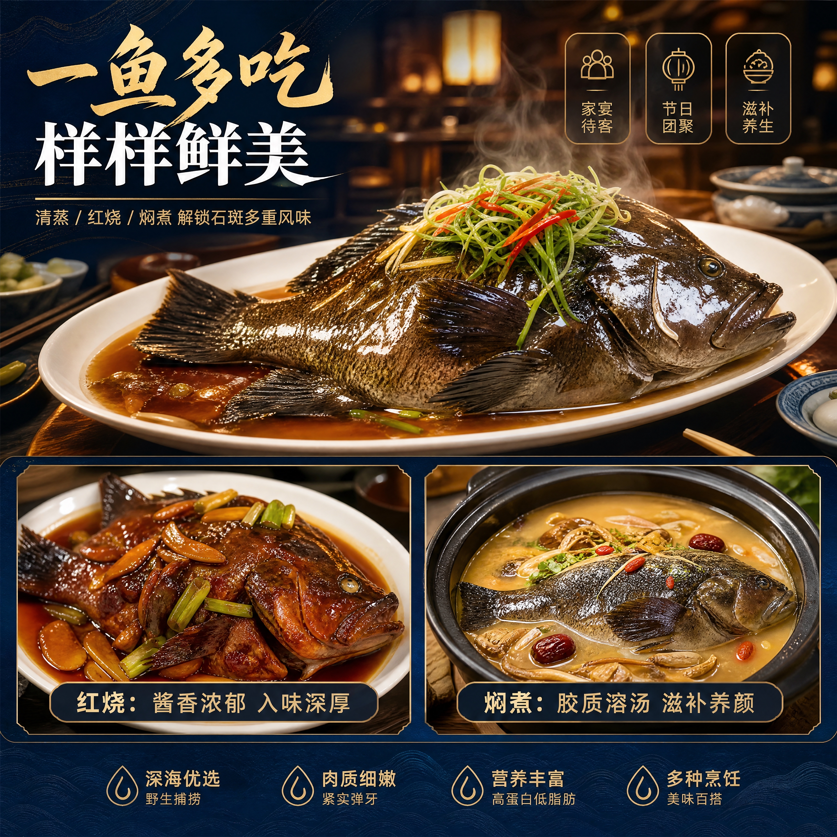[商品] 使用【图1】黑瓜子斑鱼产品图；保留鱼身形态与深色鱼皮… - 图片创意预览