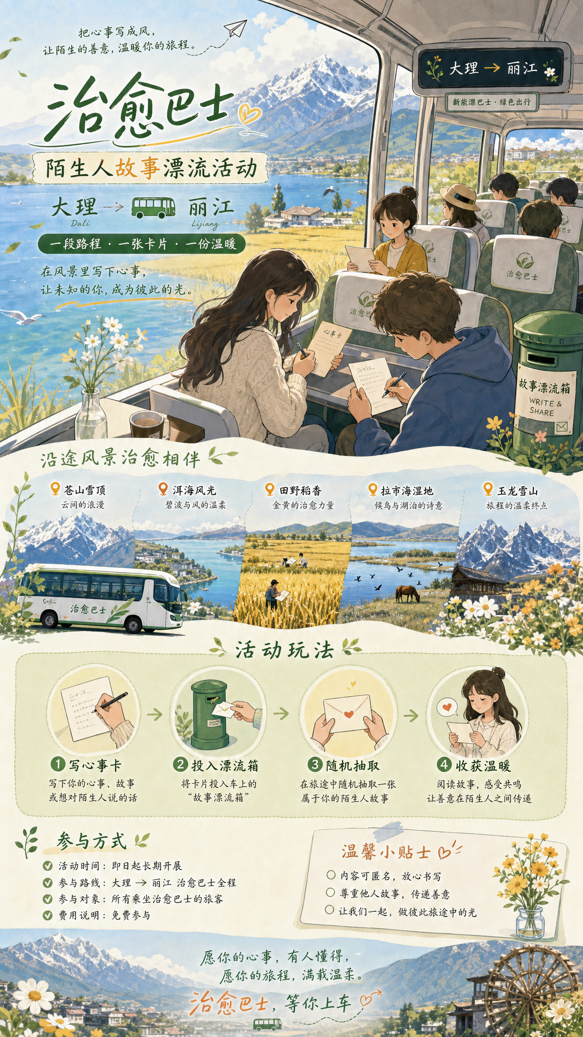 参考提供图片的治愈清新手绘插画风格，生成一张横屏微信公众号长图… - 图片创意预览