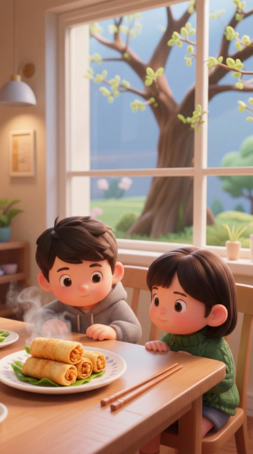 把小孩嘴里的嫩芽去掉，小女孩穿着森系的毛衣，小男孩穿着卫衣预览效果