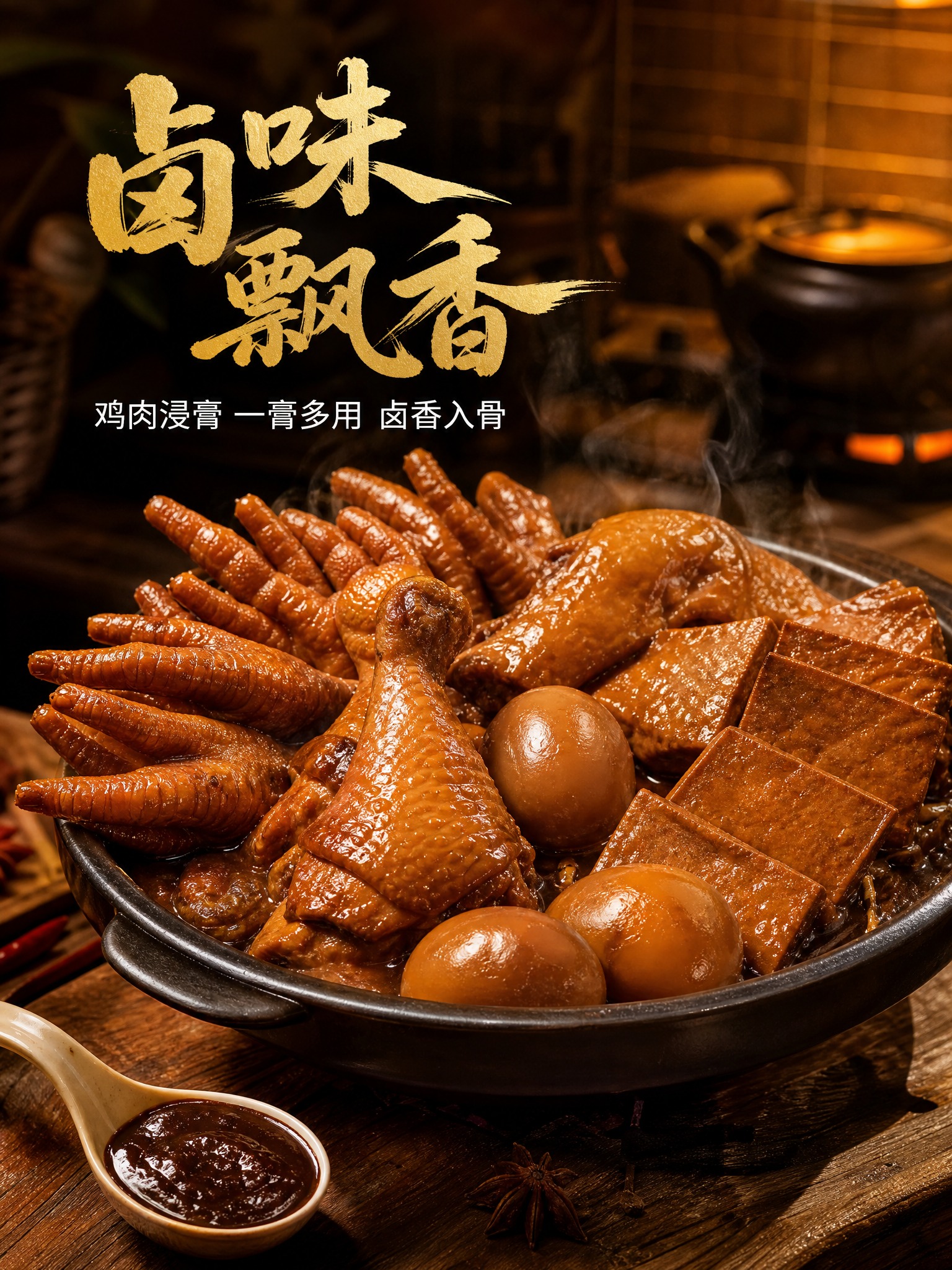 暖调市井餐饮商用风格，真实美食摄影，无人物，无AI感，有食欲。… - 图片创意预览