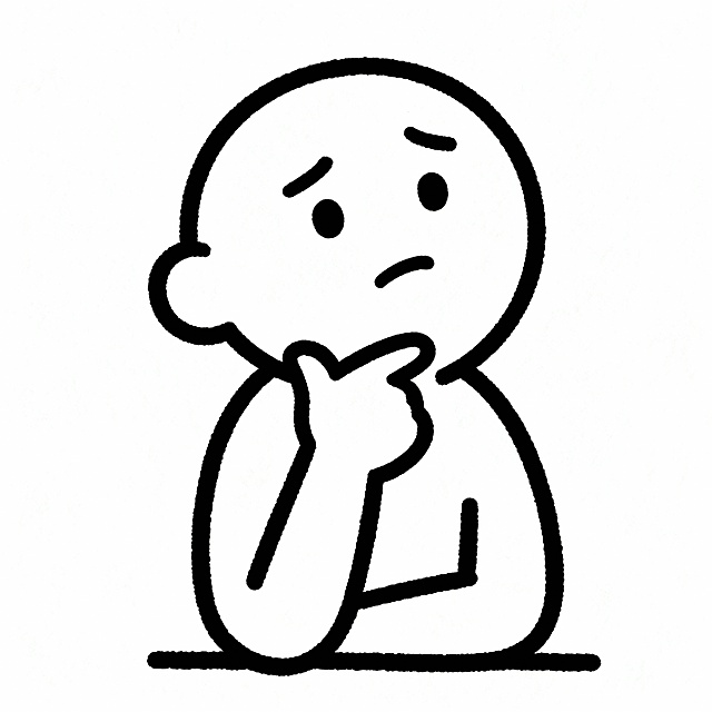 简笔画风格，生成一个小人拖着下巴sikao1