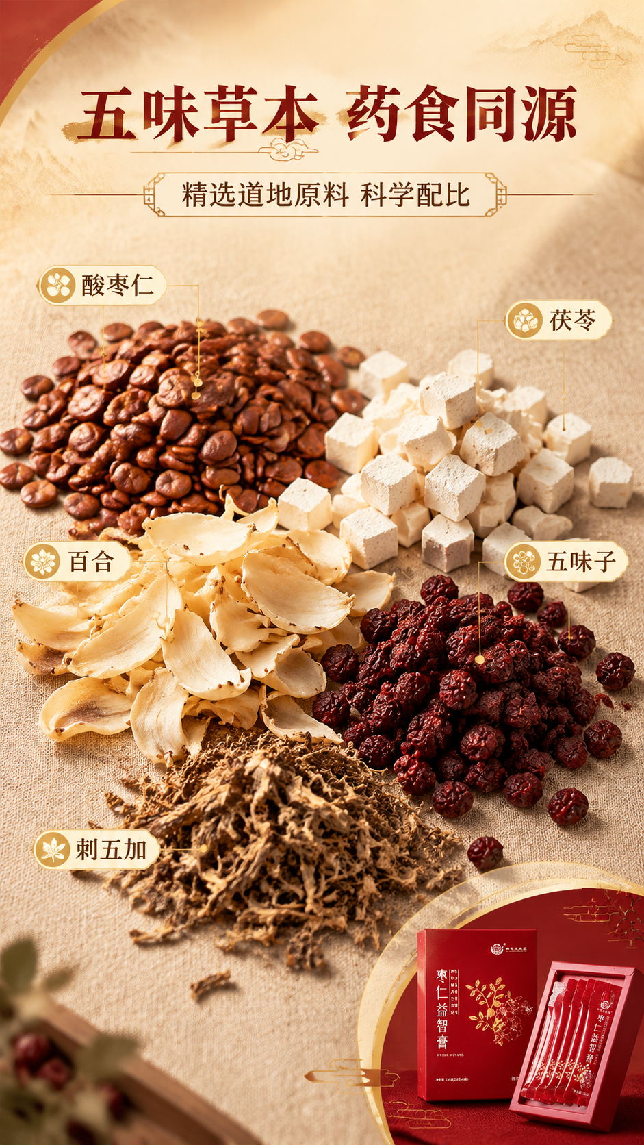 [商品] 【成分原料展示页】无需产品主图，以草本原料为核心视觉… - 图片创意预览