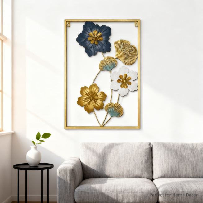 [Main Image 3] Living room wall display scene. Metal wall hanging decor. [Atmosphere Style] Warm hom预览效果