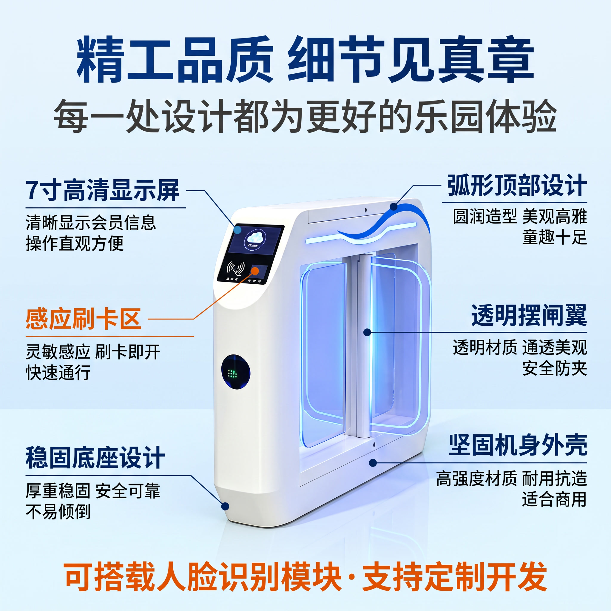 [主图-3] 乐园小摆闸结构细节图，浅蓝白背景，突出各部位结构… - 图片创意预览
