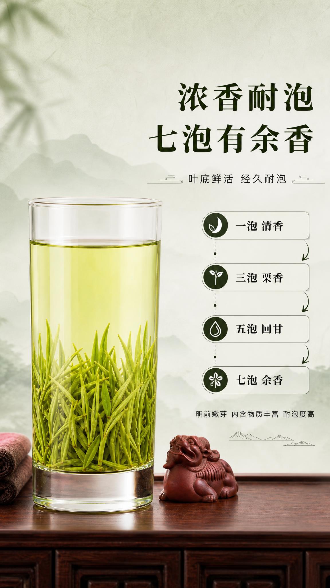 [商品] 使用【图9】玻璃杯冲泡毛尖绿茶图；保留玻璃杯形态、茶… - 图片创意预览