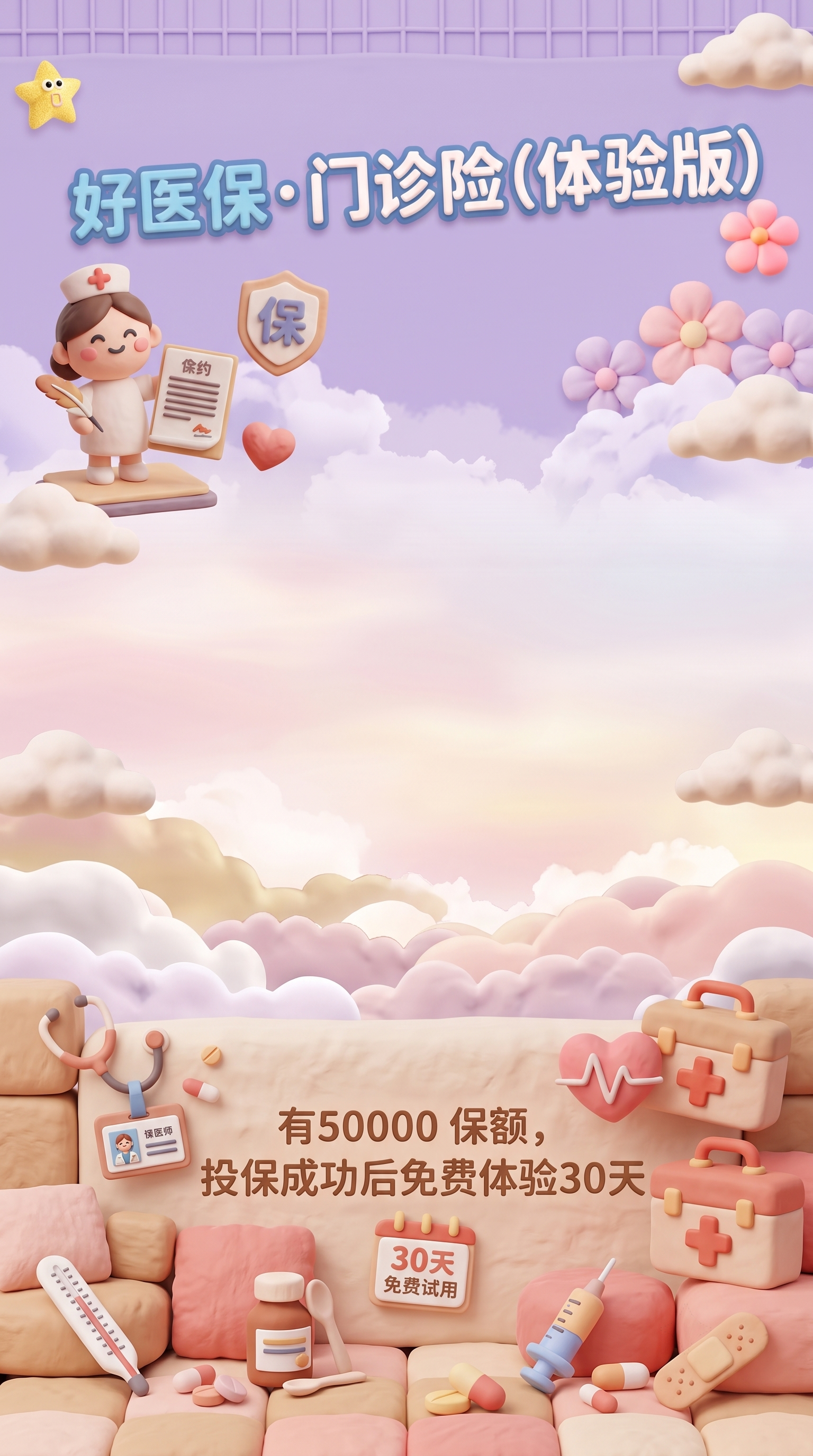 参考参考图的上下贴片中间留白布局和3D粘土风质感，上贴片文字“… - 图片创意预览