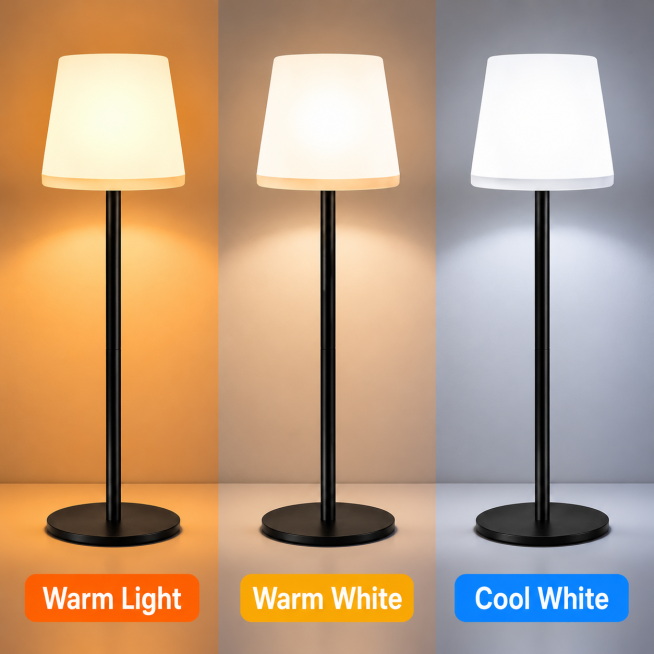[Main Image 3] Three color temperature switching function display of the table lamp. [Atmosphere Sty预览效果