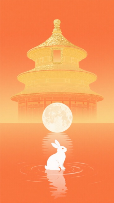 整体画面色调由顶部的深橙色渐变至底部的淡黄色，营造出柔和且富有层次的色彩过渡。画面中央是一个巨大且发光的天坛，天坛的颜色从金黄色自然渐变为柔和的橙色，散发出神秘而庄重的光芒，光芒向四周微微散射，照亮周预览效果