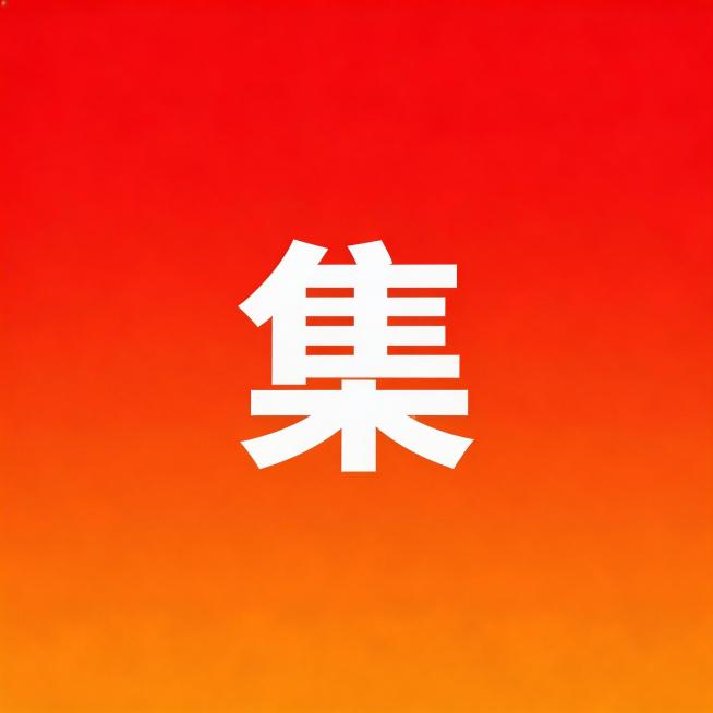 纯色红橙渐变背景，图片中心放置白色文字"集"，文字使用黑体，整体简洁干净预览效果