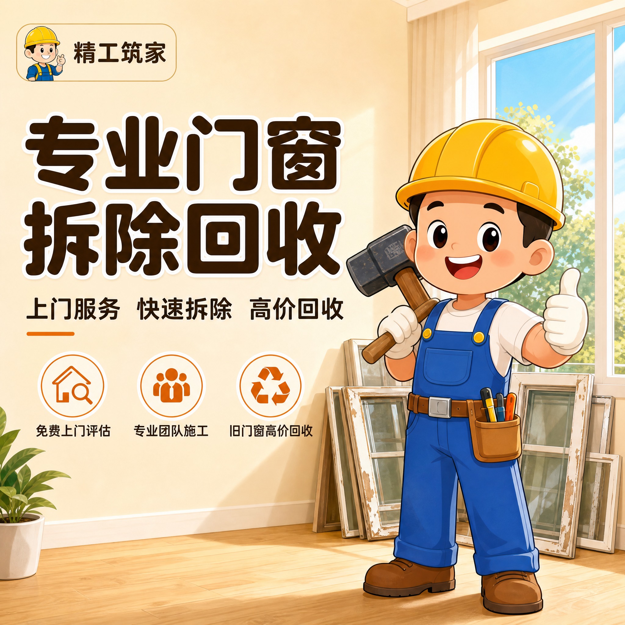 [主图-1] 门窗拆除与回收上门服务 服务主题与场景首图 [统… - 图片创意预览