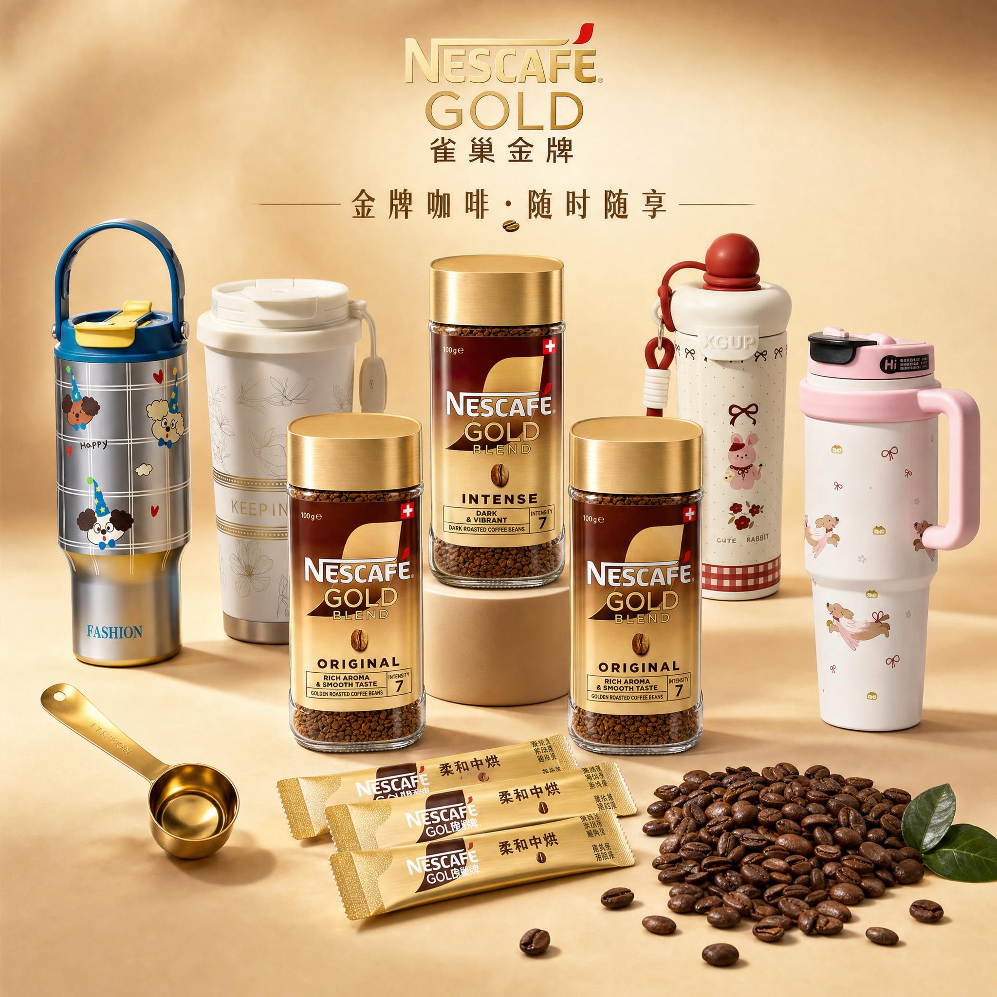 [主图-5] 雀巢金牌冻干咖啡产品组合全家福主图，画面中央3瓶… - 图片创意预览