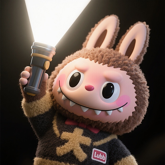 plush,felt,拿着手电筒向上照