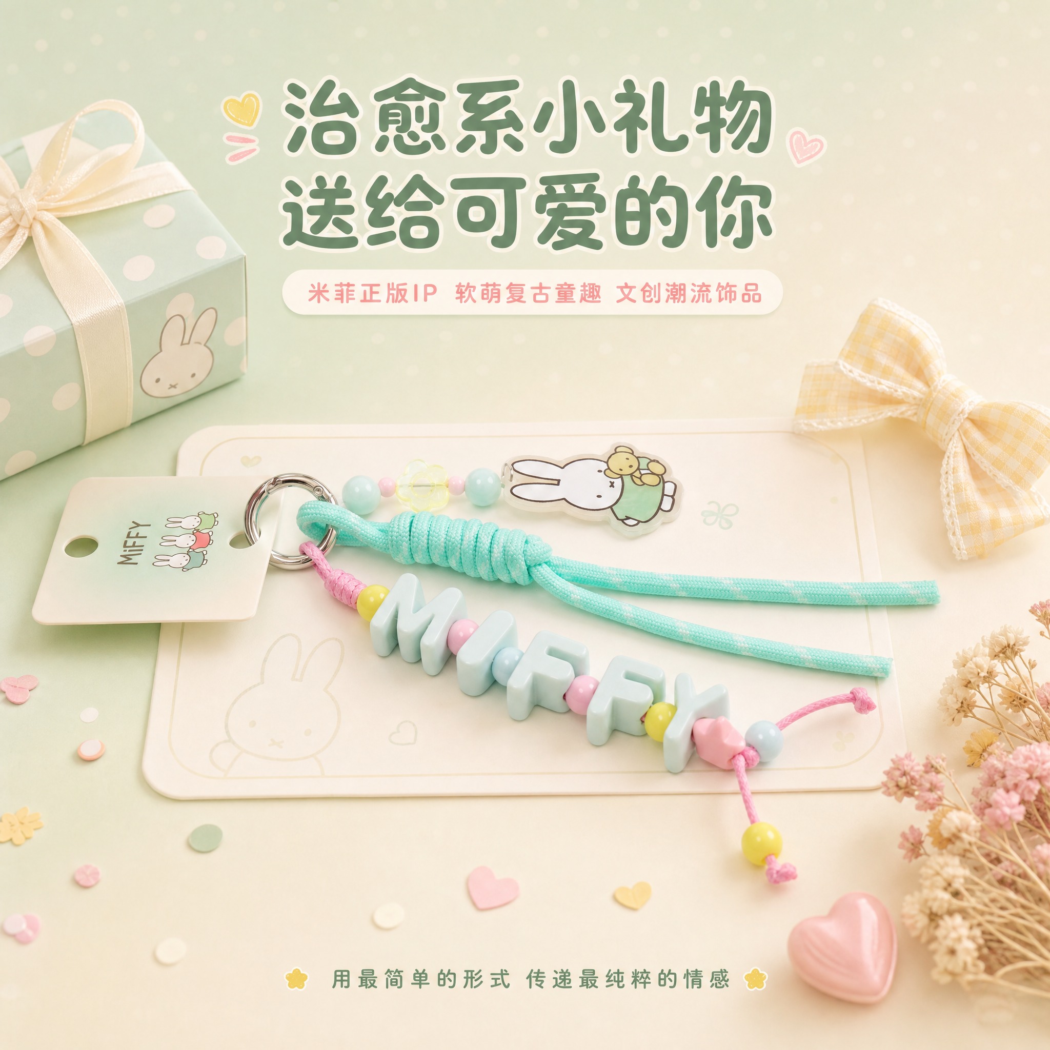 [主图-5] 米菲Miffy字母串珠钥匙扣挂件礼赠展示图，突出… - 图片创意预览