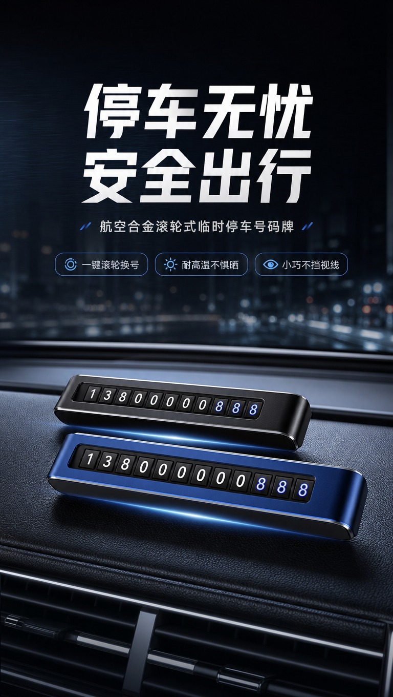 [商品] 使用【图1】黑色款和【图2】蓝色款长条形金属停车号码… - 图片创意预览