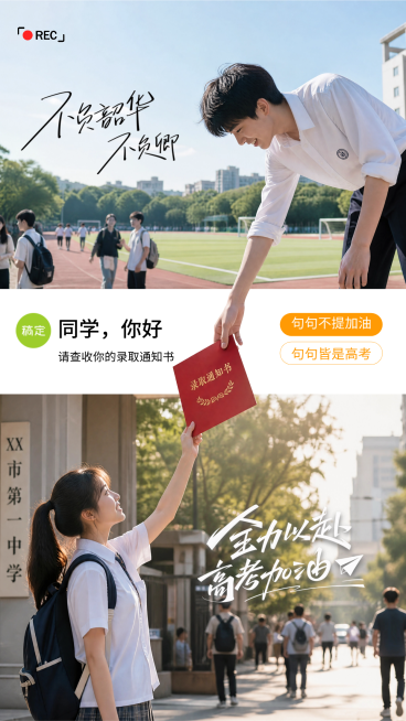 高考加油祝福青春励志感通用竖版海报预览效果