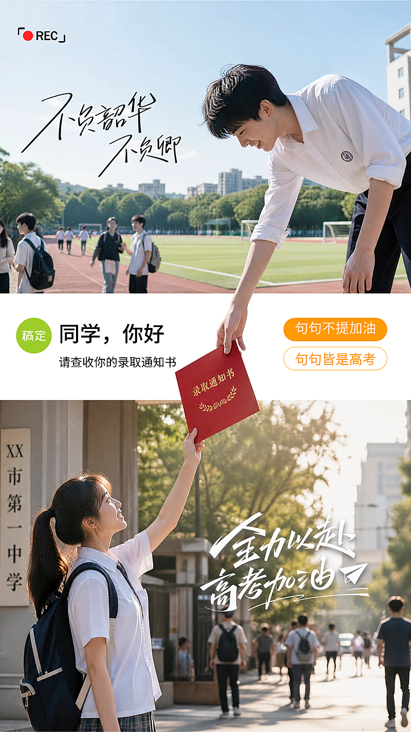 高考加油祝福青春励志感通用竖版海报