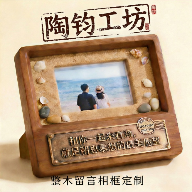 将图中“陶钧工坊”更换为突出手工创意的复古篆刻字体，保留其他元素不变预览效果