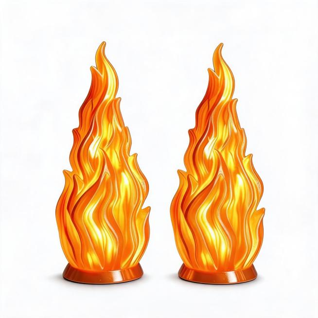 [Main Image 1] 3D Flame Shape LED Table Lamp - Pack of 2, white background, product centered. Keep p预览效果