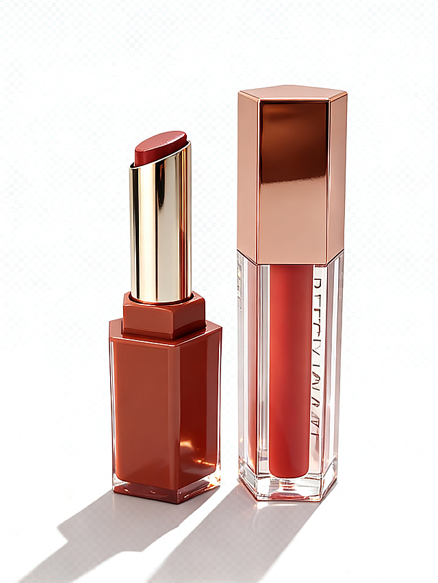 将产品进行商业级精修，去除瑕疵、划痕，光影立体感强烈，材质明暗关系强烈，提升整体质感和高级感，整体亮度提高。管身垂直摆正，主体的高矮不变，颜色尽量保持不变，盖子区域颜色统一，管身透明，抠出主体，底图背景色透明