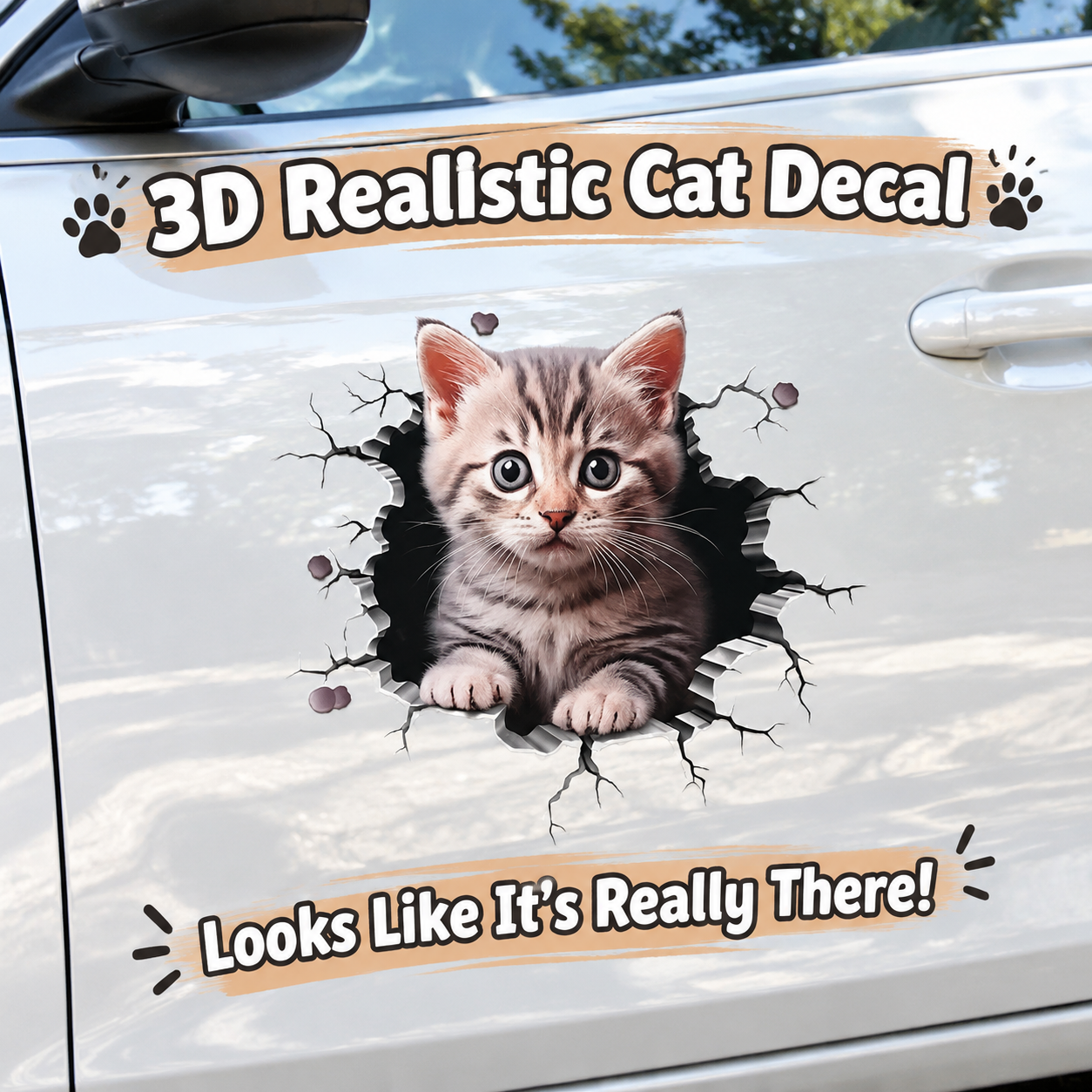 3D peeking kitten car sticker a… - 图片创意预览