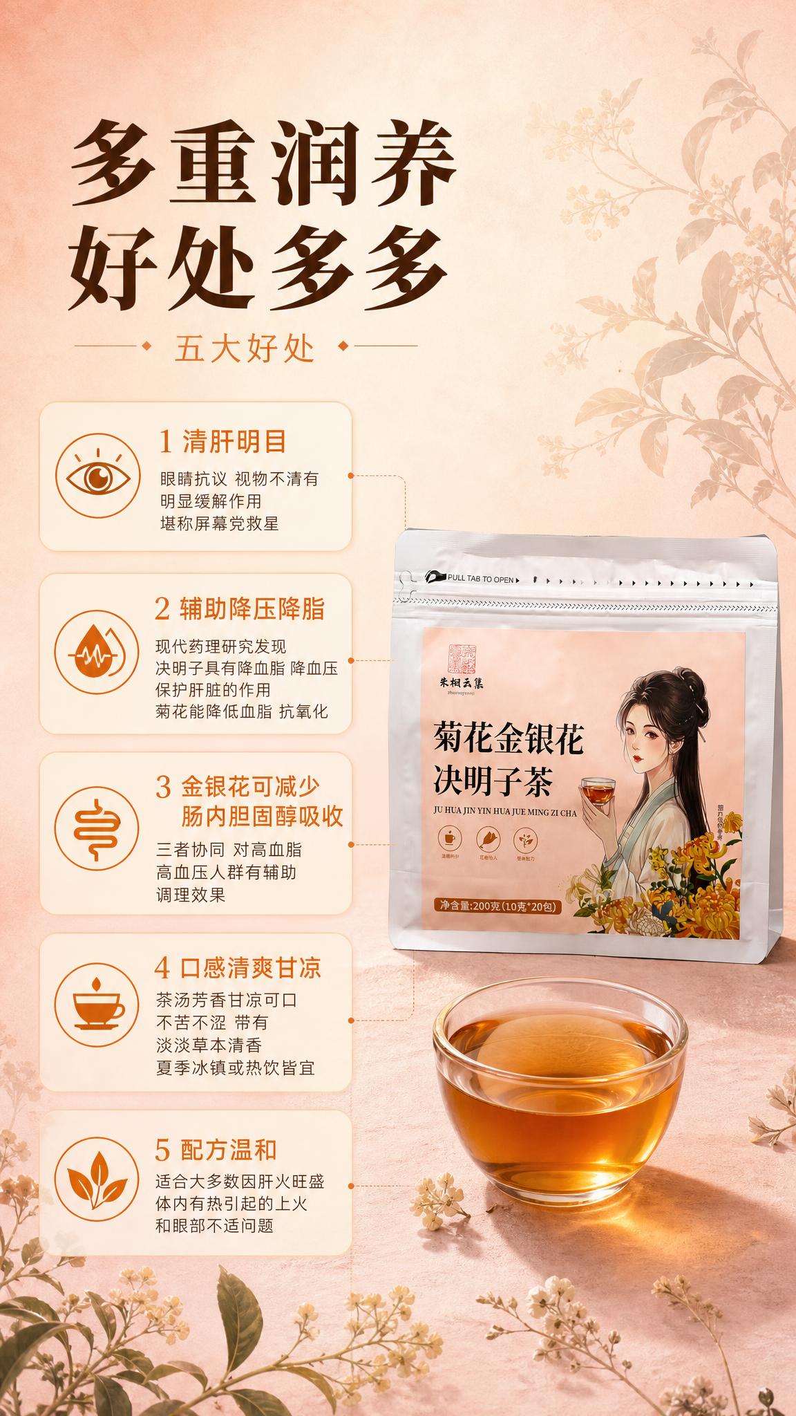 [商品] 使用【图1】产品包装袋和一杯茶汤示意；保留产品原貌，… - 图片创意预览