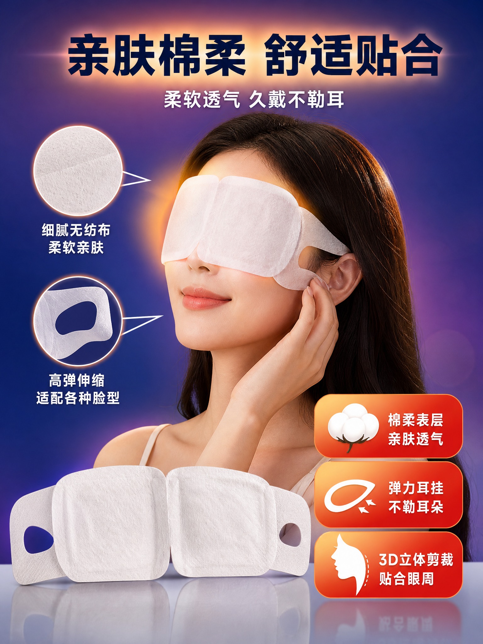 [主图-3 3:4竖版] 材质与佩戴舒适度展示图 花王美舒律蒸… - 图片创意预览