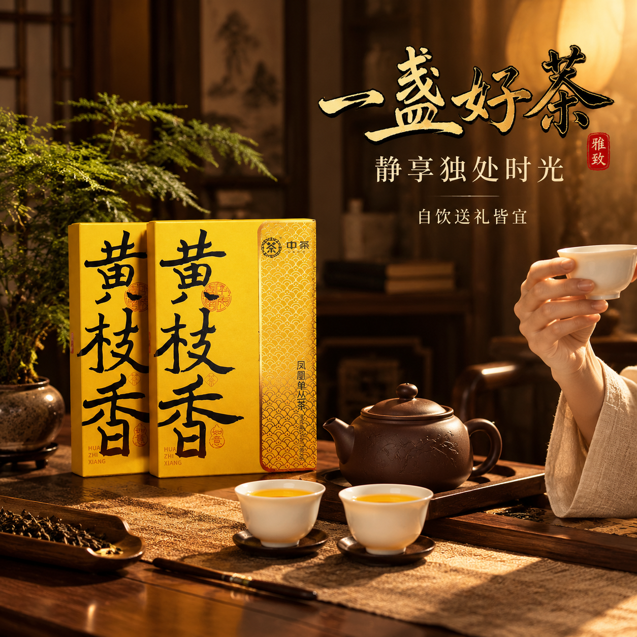 [主图-4 品饮场景] 中茶黄枝香凤凰单丛茶抖音主图第四张，核… - 图片创意预览