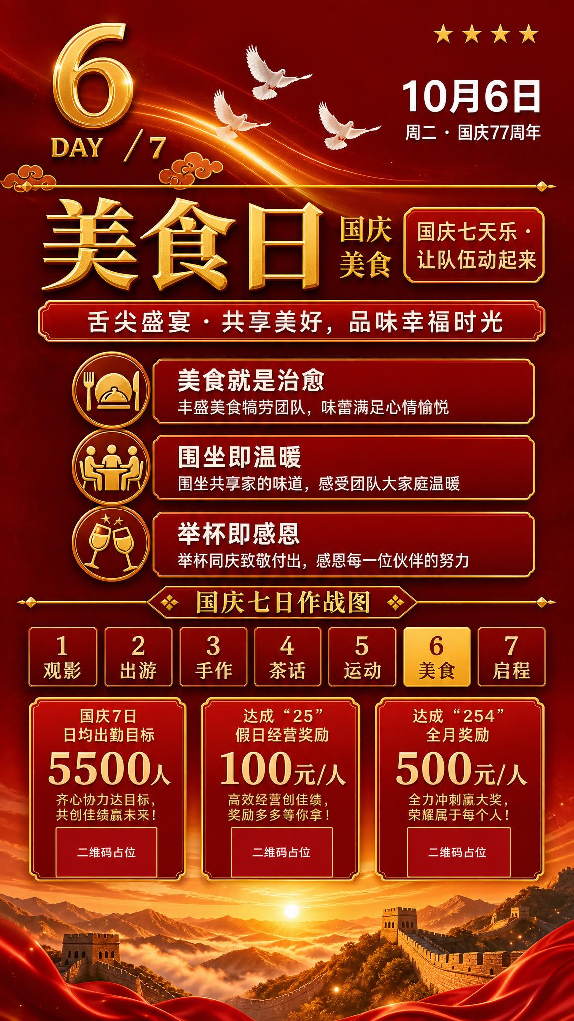 国庆主题竖版海报，红金大气风格，9:16竖版。顶部深红色渐变背… - 图片创意预览