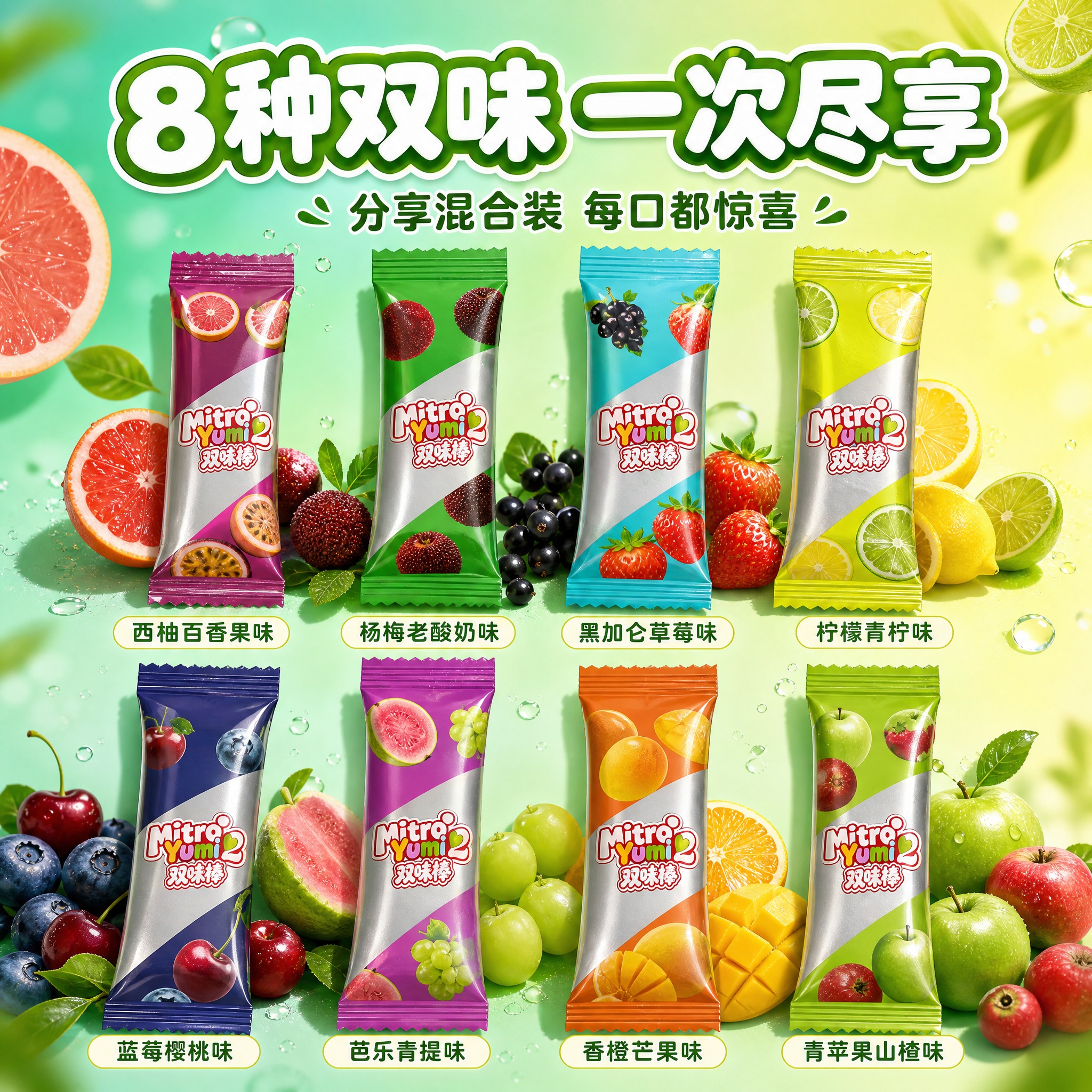 [主图-2] 主题：8种双味 一次尽享。唯一任务：展示多口味卖… - 图片创意预览