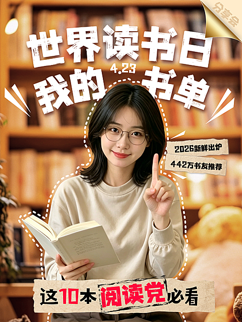 世界读书日文化艺术宣传推广人像小红书封面