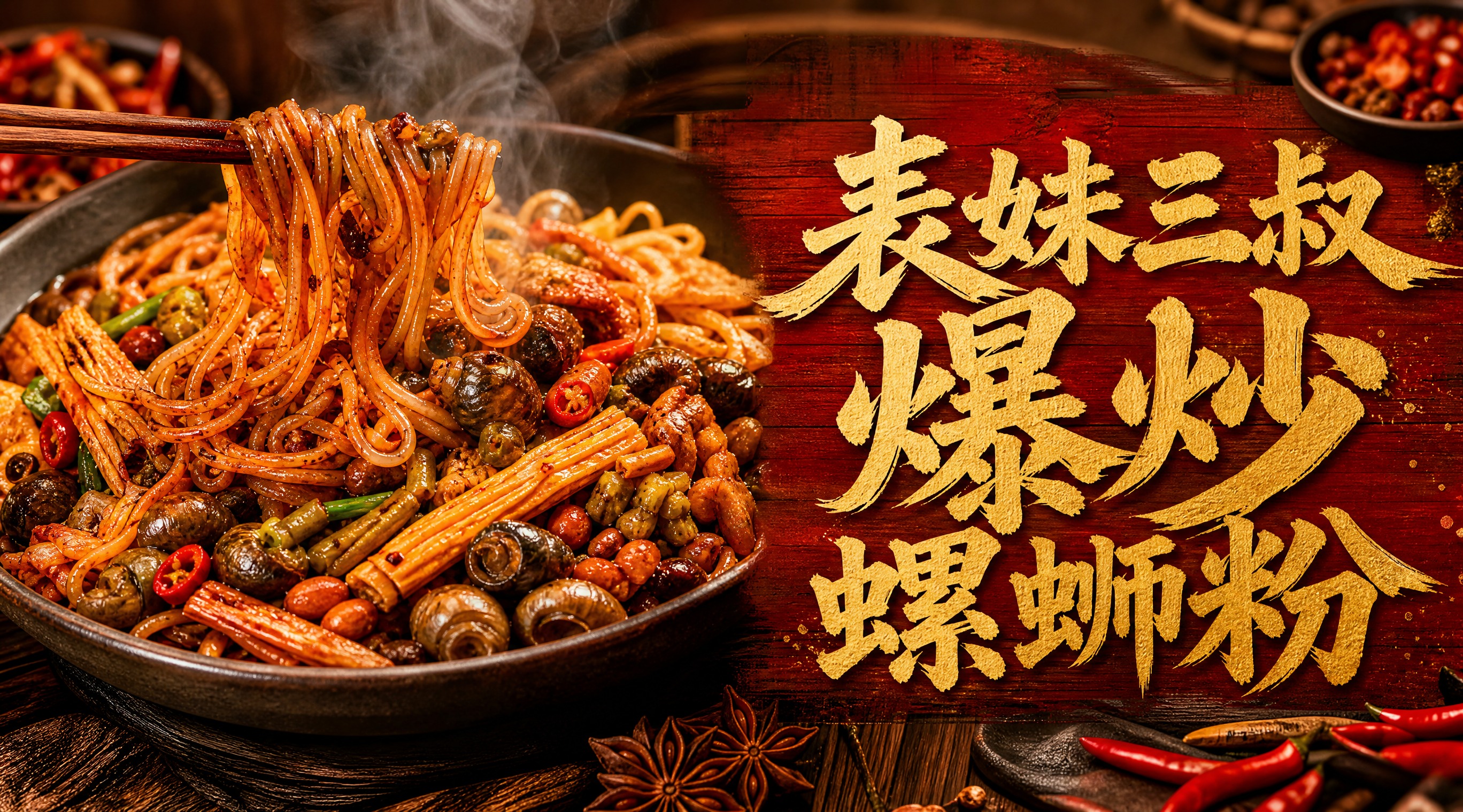 写实商业摄影风格，美食店招设计，702x392横版构图。画面左… - 图片创意预览