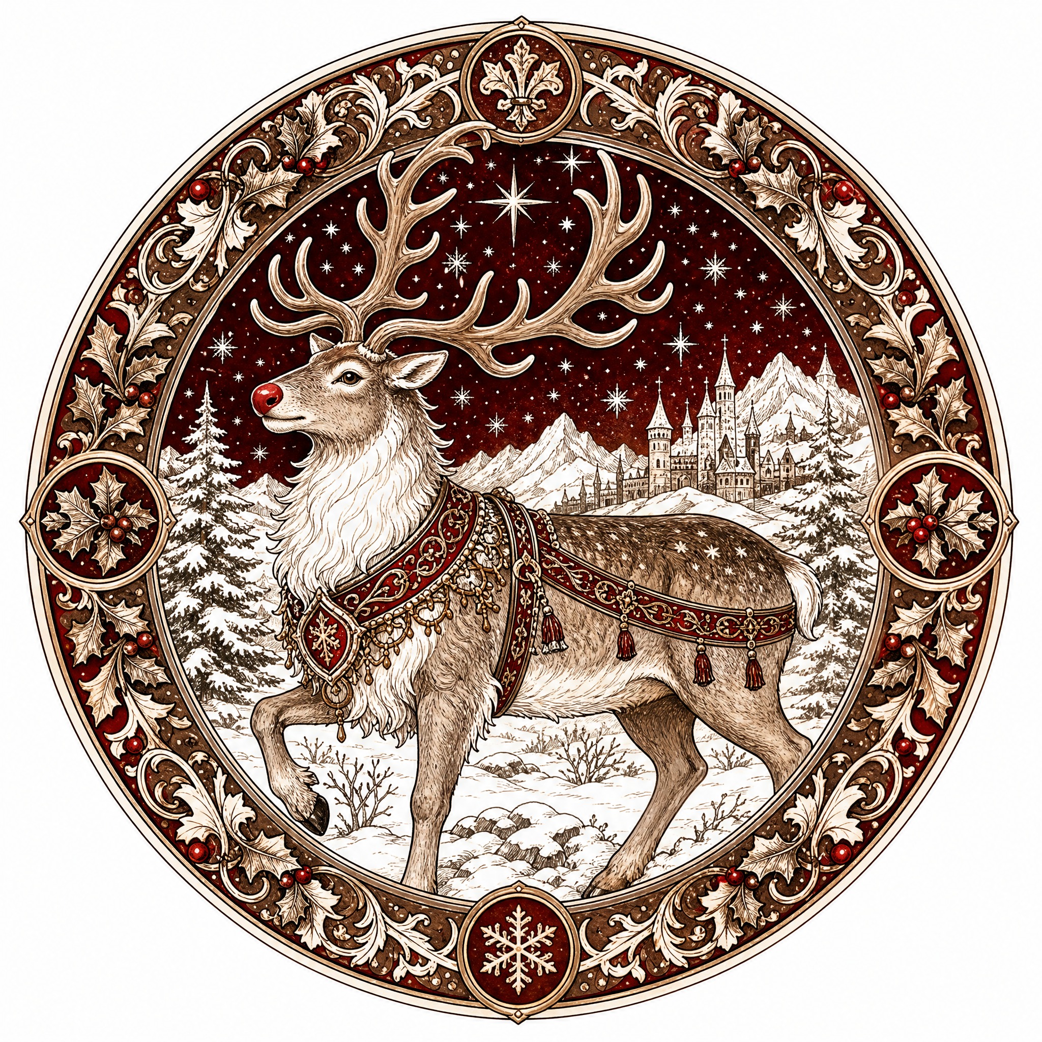 Christmas sticker, medieval ill… - 图片创意预览