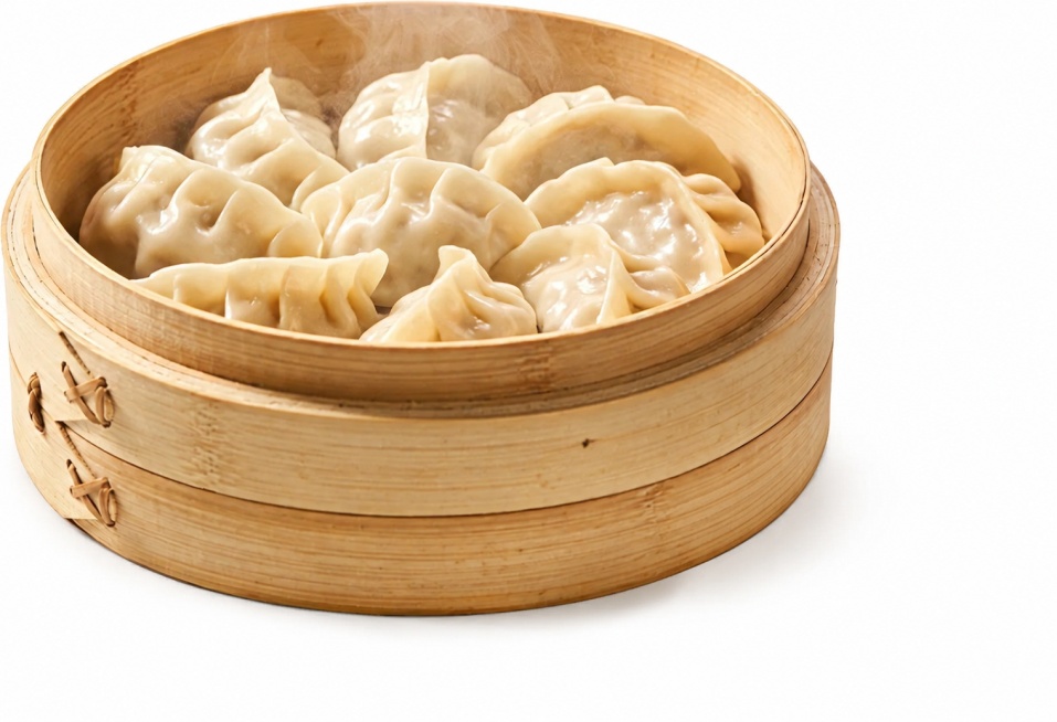参考原图片风格，保留蒸笼里的蒸饺内容，去掉右下角的醋碗，保持整体画面风格、光影不变预览效果