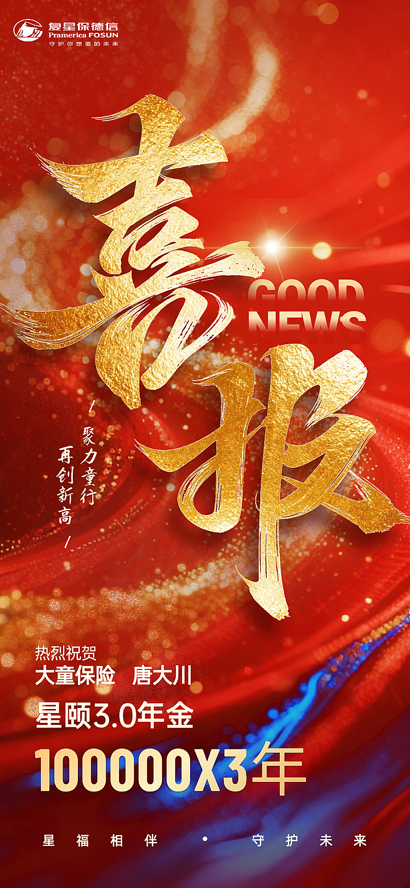 喜报业绩表彰激励大字全屏竖版海报