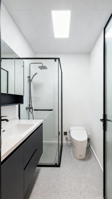 生成现代简约风格公共客卫，干湿分离布局，干净整洁，功能分区清晰，现代卫浴设计，简洁明亮预览效果